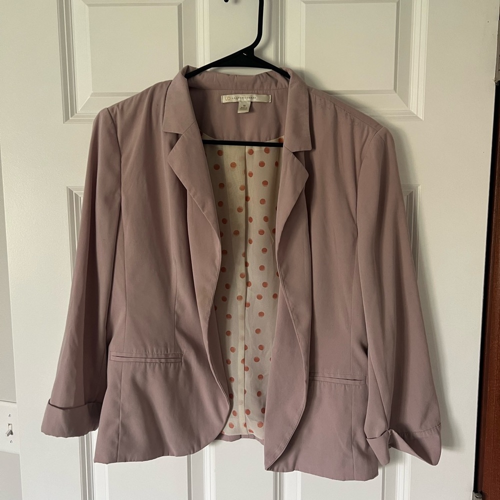 LC Lauren Conrad Dusty Pink Blazer with Polka Dot Lining